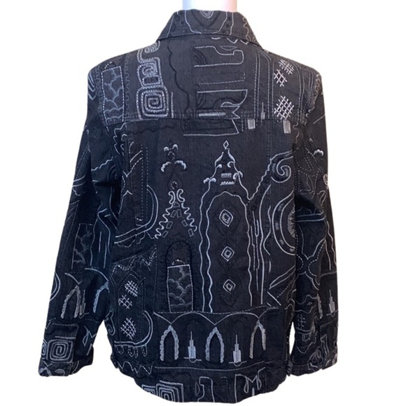Laura Ashley Black Embroidered denim jacket, medium, prairiecore, western - Picture 3 of 5